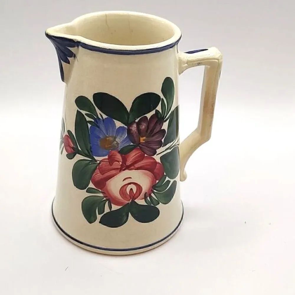 Hand Painted Floral Pitcher Creamer Cottage Farmhouse Cabin Vintage
